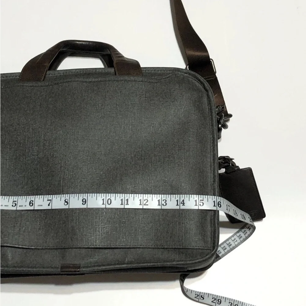 Tumi Alpha 2 T-Pass Laptop Bag Briefcase Earl Gray-Brown Leather
